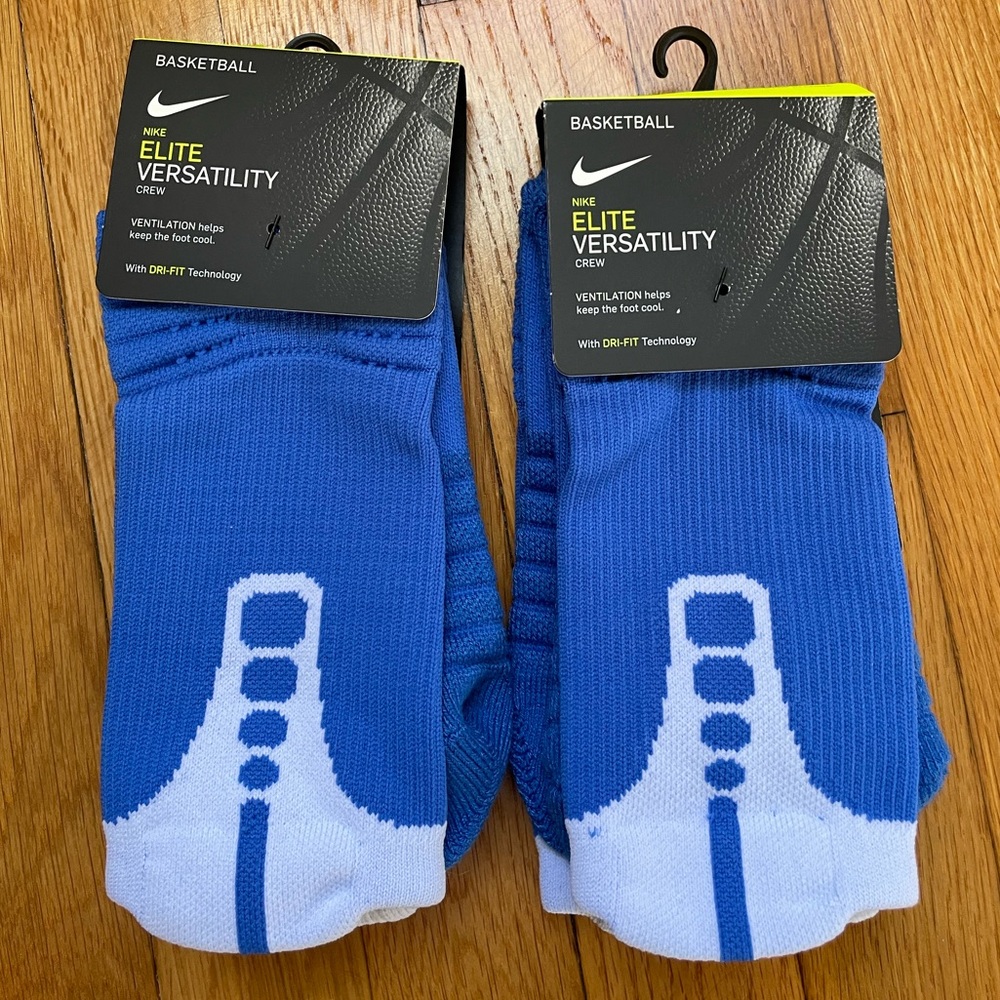 Nike Men’s 8-12 Women’s 10-13 Basketball Blue White Elite Versatility Crew Socks